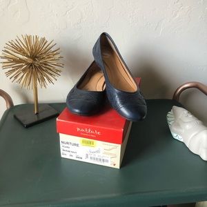 Nurture Ballet Flats-Braided Leather-Navy Blue